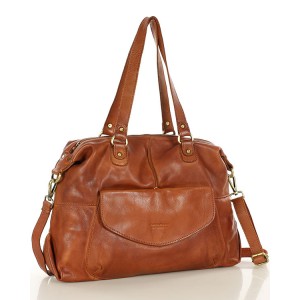 11A. Praktische Bowlingtasche Schultertasche für Damen im Schwarz & Braun aus echtem italienischen Leder